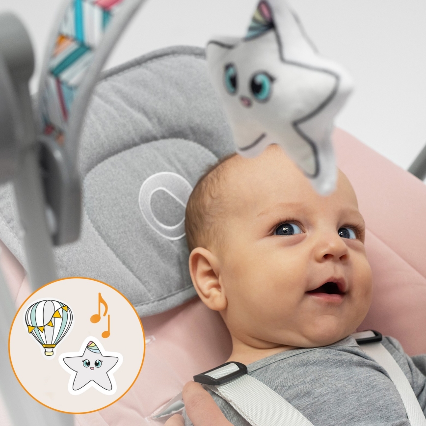 Lionelo - Dětské houpátko OTTO 4xLR14 Pink Baby
