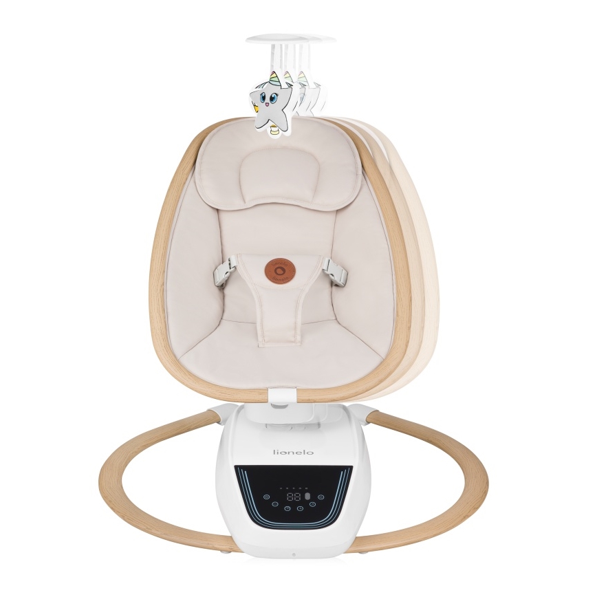 Lionelo - Dětské houpátko s melodií OLIVIA Beige Natural + dálkové ovládání
