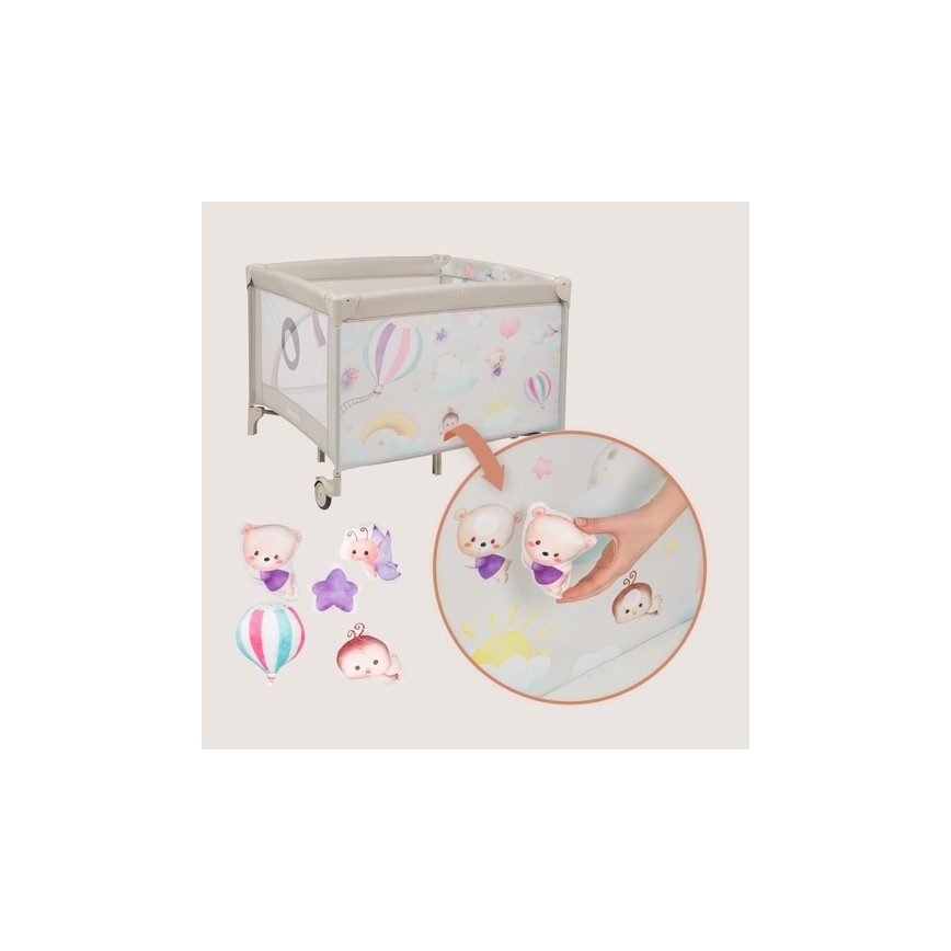 Lionelo - Hrací ohrádka MILLE PLUS Grey Beige