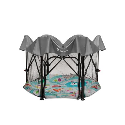 Lionelo - Hrací ohrádka ROEL PLUS Grey Multicolor
