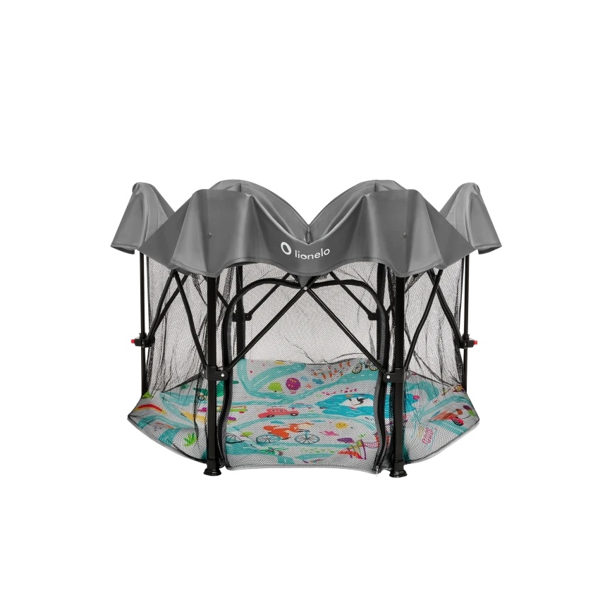 Lionelo - Hrací ohrádka ROEL PLUS Grey Multicolor