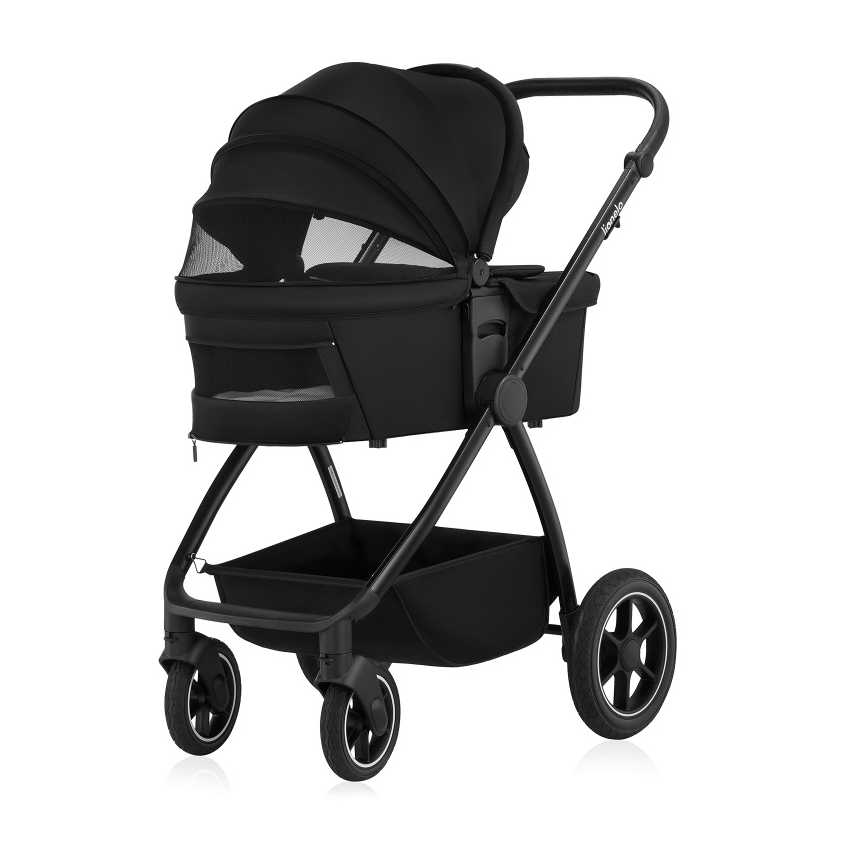 Lionelo - Kombinovaný kočárek 3v1 MERIL Black Onyx