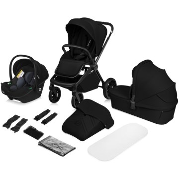 Lionelo - Kombinovaný kočárek 3v1 MIKA PLUS Black Onyx