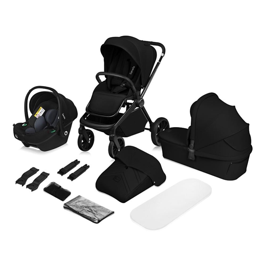 Lionelo - Kombinovaný kočárek 3v1 MIKA PLUS Black Onyx