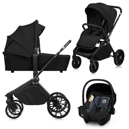 Lionelo - Kombinovaný kočárek 3v1 MIKA PLUS Black Onyx
