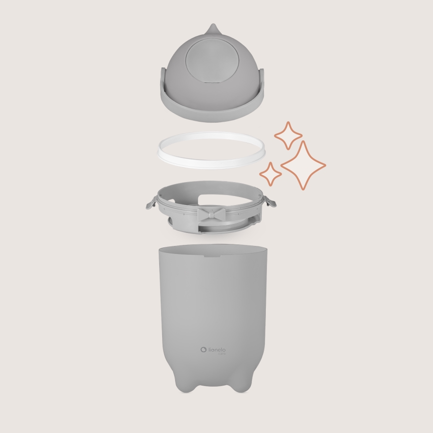 Lionelo - Koš na pleny PUREBIN 10 l Grey