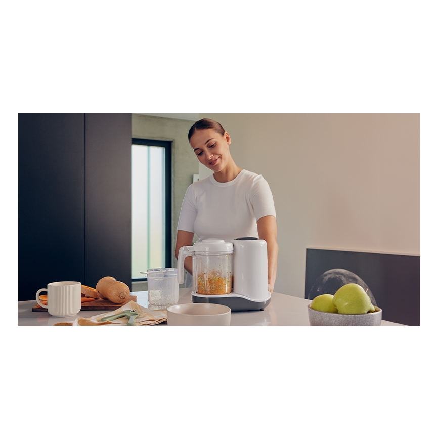 Lionelo - Parní vařič 5v1 BABYMENU 110W/230V bílá/šedá