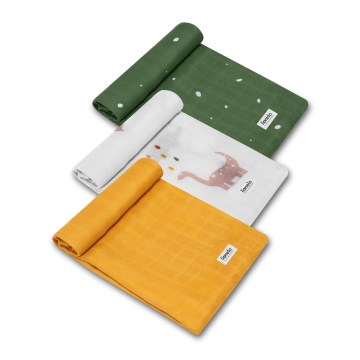 Lionelo - SADA 3x Bambusová plena BAMBOO SET 70x70 cm Dino
