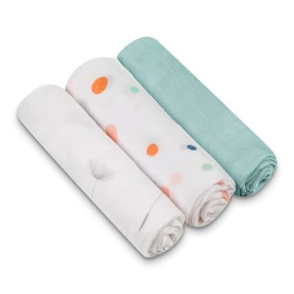 Lionelo - SADA 3x Bambusová plena BAMBOO SET 70x70 cm Dot