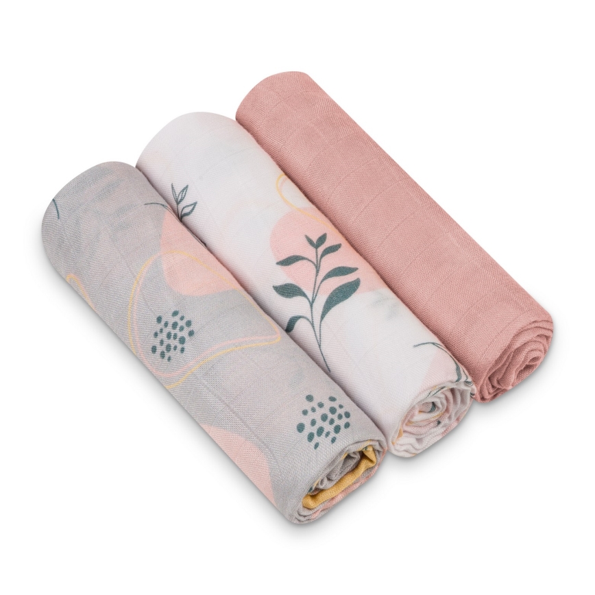 Lionelo - SADA 3x Bambusová plena BAMBOO SET 70x70 cm Leaf
