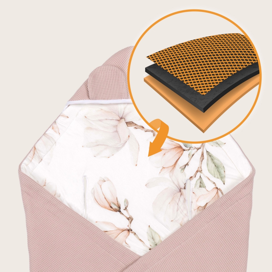 Lionelo - Zavinovačka do autosedačky TRAVEL SWADDLE 90x90 cm Beige Magnolia
