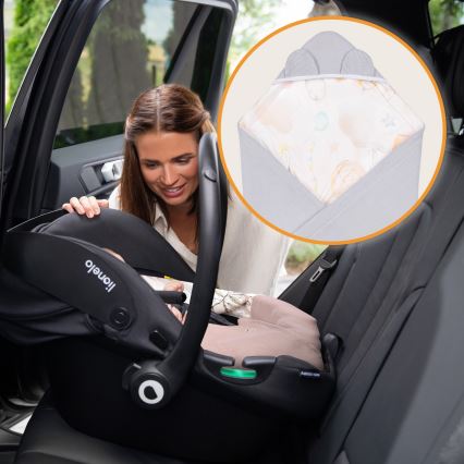 Lionelo - Zavinovačka do autosedačky TRAVEL SWADDLE 90x90 cm Grey Baloon