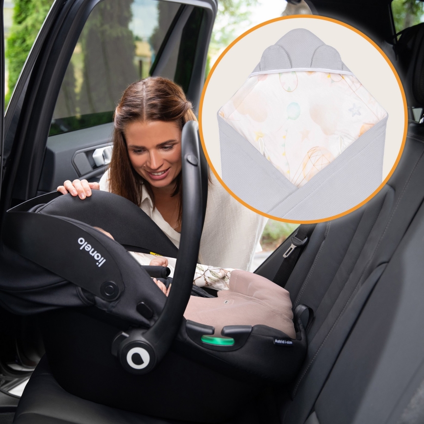Lionelo - Zavinovačka do autosedačky TRAVEL SWADDLE 90x90 cm Grey Baloon