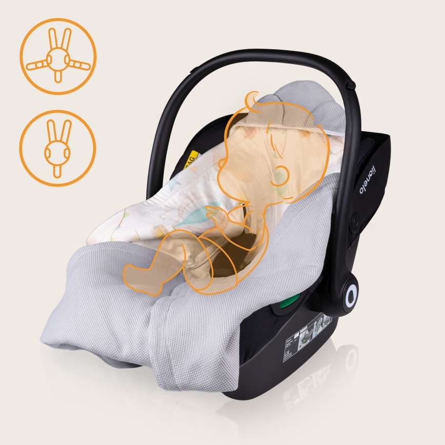 Lionelo - Zavinovačka do autosedačky TRAVEL SWADDLE 90x90 cm Grey Baloon