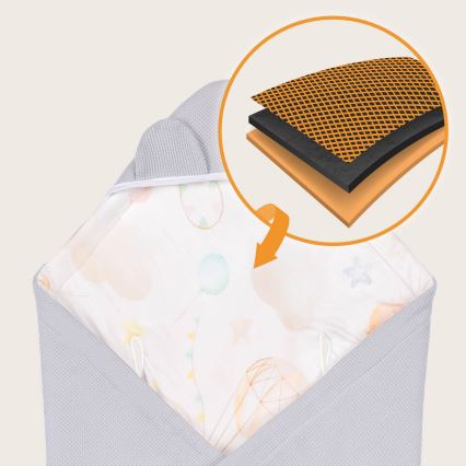 Lionelo - Zavinovačka do autosedačky TRAVEL SWADDLE 90x90 cm Grey Baloon