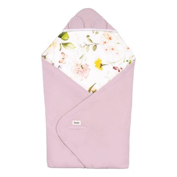 Lionelo - Zavinovačka do autosedačky TRAVEL SWADDLE 90x90 cm Pink Flower