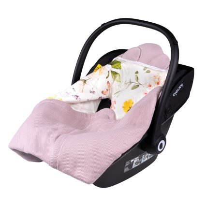 Lionelo - Zavinovačka do autosedačky TRAVEL SWADDLE 90x90 cm Pink Flower