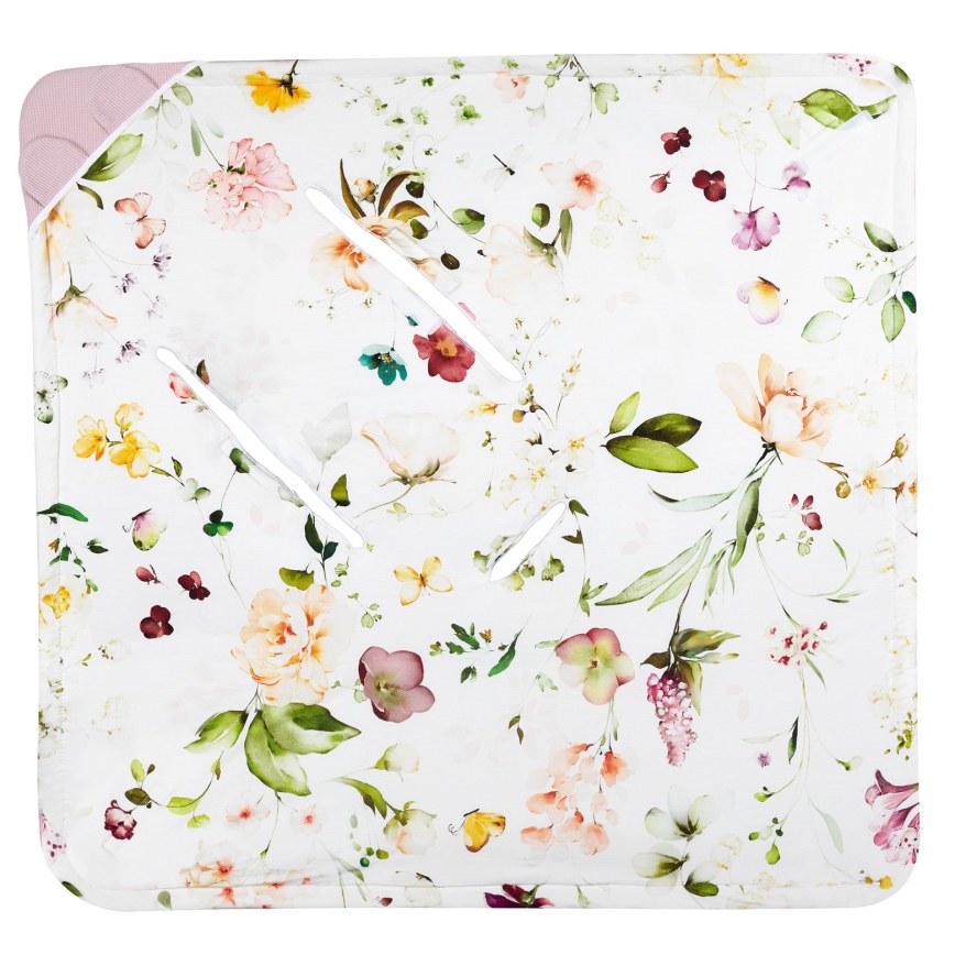 Lionelo - Zavinovačka do autosedačky TRAVEL SWADDLE 90x90 cm Pink Flower