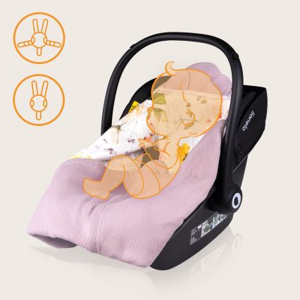 Lionelo - Zavinovačka do autosedačky TRAVEL SWADDLE 90x90 cm Pink Flower