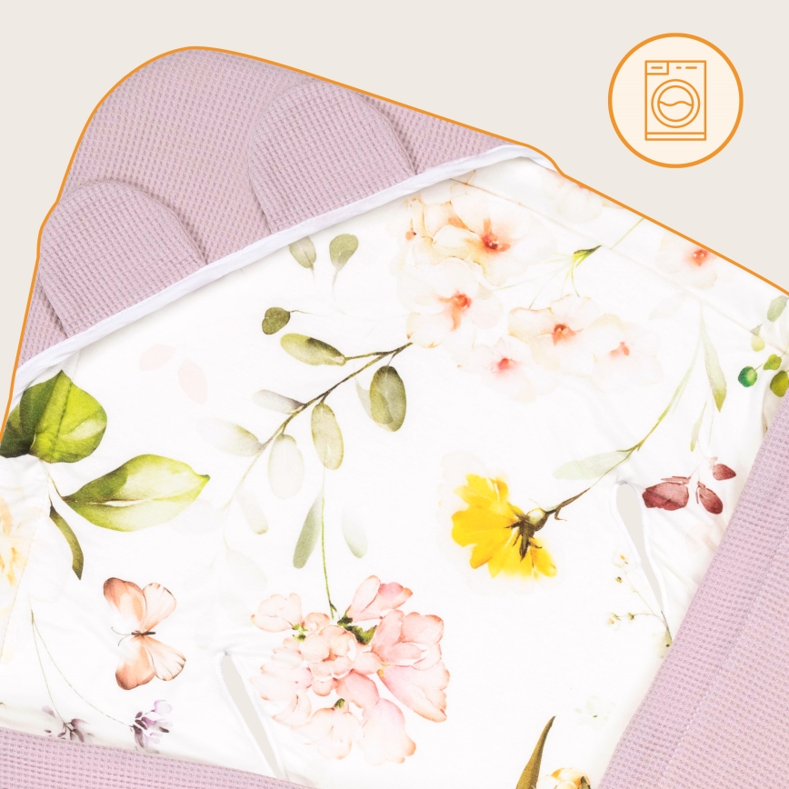 Lionelo - Zavinovačka do autosedačky TRAVEL SWADDLE 90x90 cm Pink Flower