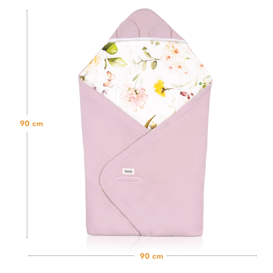 Lionelo - Zavinovačka do autosedačky TRAVEL SWADDLE 90x90 cm Pink Flower