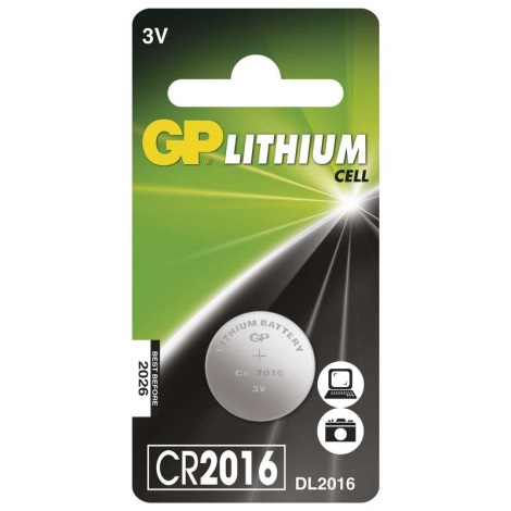 Lithiová baterie knoflíková CR2016 GP LITHIUM 3V/90 mAh