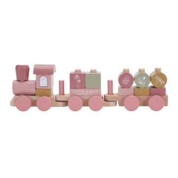 Little Dutch - Dřevěný vláček růžová 45 cm buk