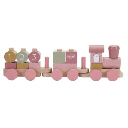 Little Dutch - Dřevěný vláček růžová 45 cm buk