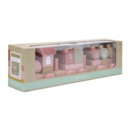 Little Dutch - Dřevěný vláček růžová 45 cm buk