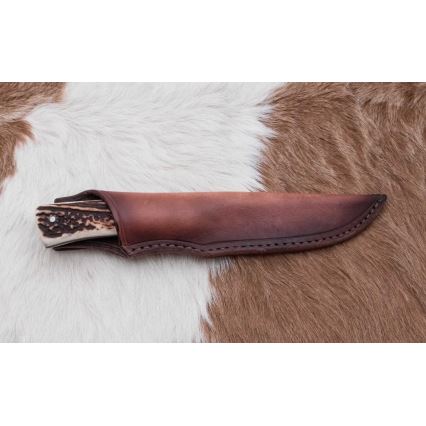 Lovecký damaškový nůž 11 cm jelení paroh