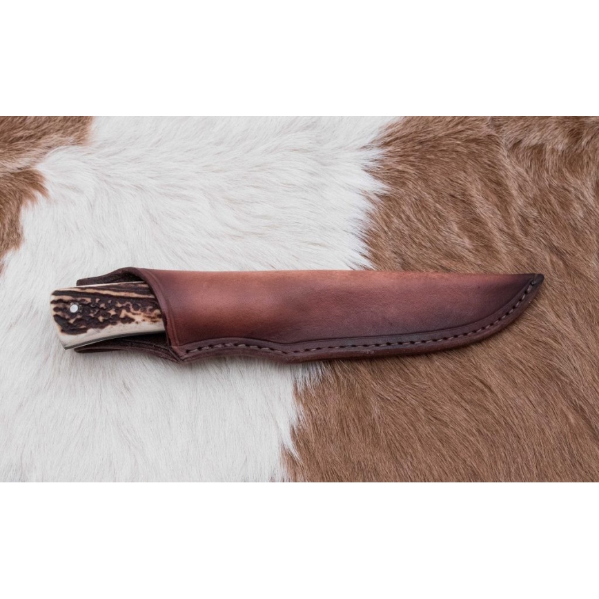 Lovecký damaškový nůž 11 cm jelení paroh