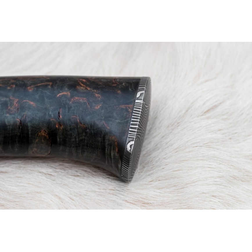 Lovecký damaškový nůž 13,8 cm bříza/velbloudí kost