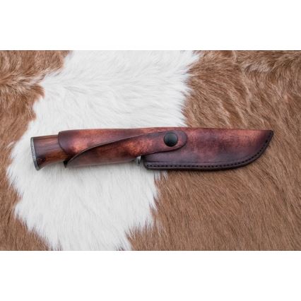Lovecký damaškový nůž 13,8 cm ironwood/buvolí kost