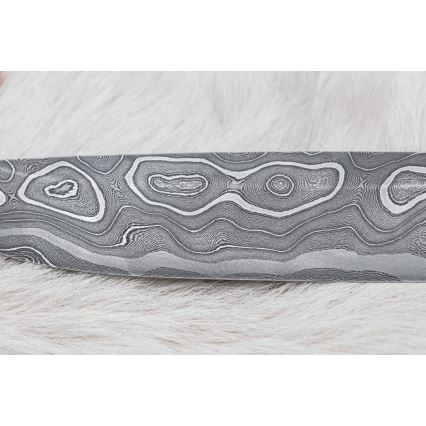 Lovecký damaškový nůž 13,8 cm ironwood/buvolí kost
