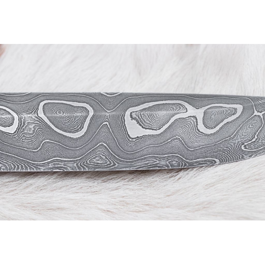 Lovecký damaškový nůž 13,8 cm ironwood/buvolí kost