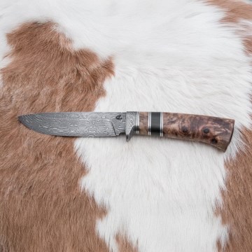 Lovecký damaškový nůž 13 cm topol/eben