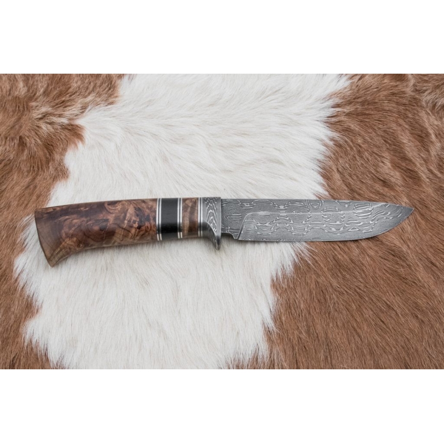 Lovecký damaškový nůž 13 cm topol/eben