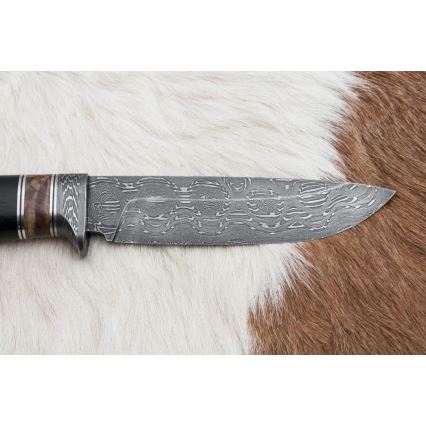 Lovecký damaškový nůž 13 cm topol/eben
