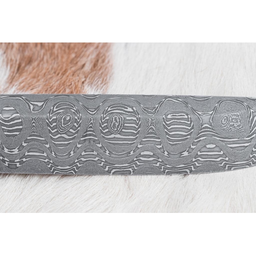 Lovecký damaškový nůž 14,5 cm olše/serpentinit
