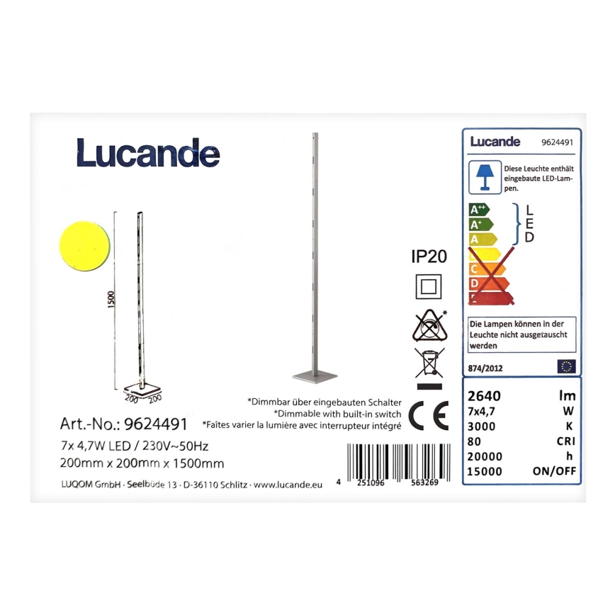 Lucande - LED Stmívatelná stojací lampa MARGEAU 7xLED/4,7W/230V