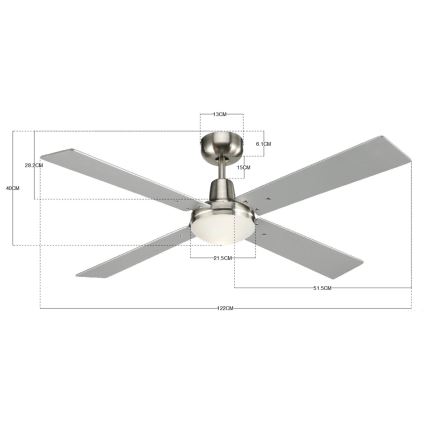 Lucci Air 210334 - Stropní ventilátor AIRFUSION QUEST 1xE27/60W/230V dřevo/matný chrom + dálkové ovládání
