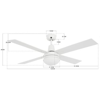 Lucci Air 210339 - Stropní ventilátor AIRFUSION QUEST 1xE27/60W/230V bílá/dřevo + dálkové ovládání