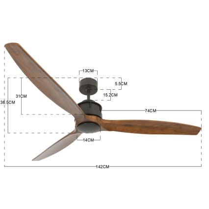 Lucci air 210507 - Stropní ventilátor AIRFUSION AKMANI pavlovnie/černá + dálkové ovládání