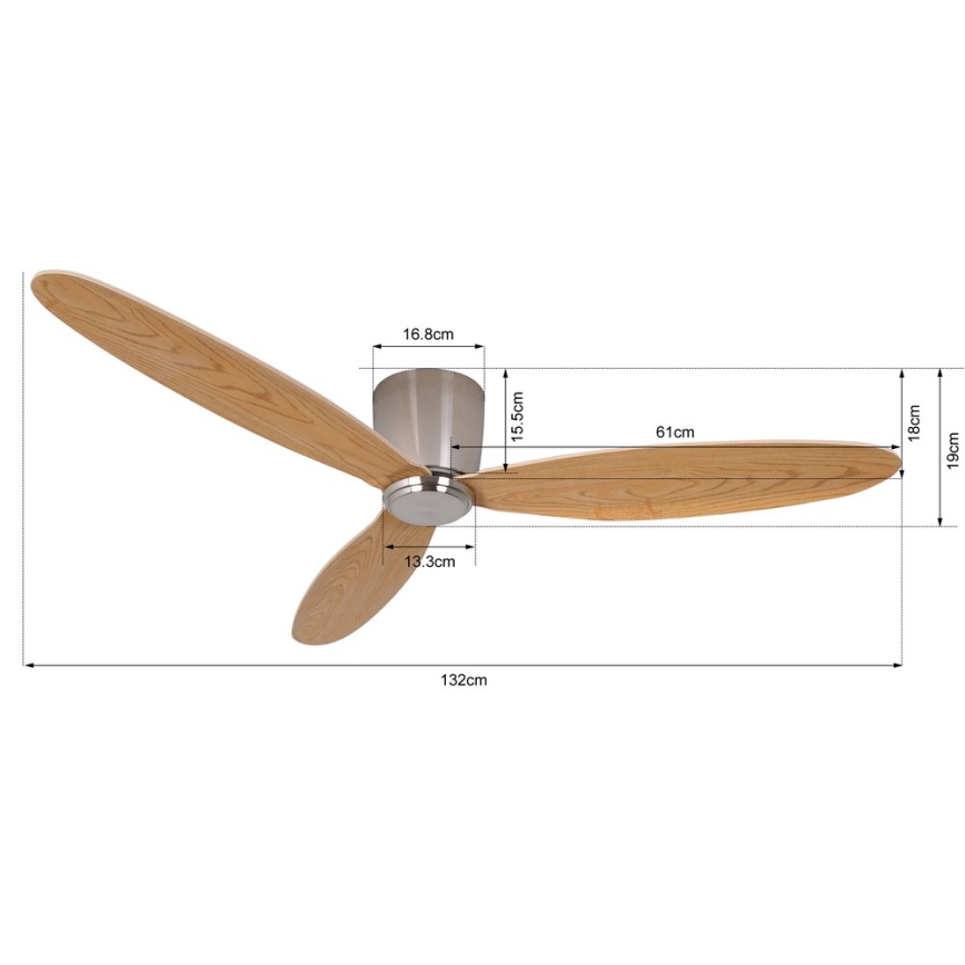Lucci air 210519 - Stropní ventilátor AIRFUSION RADAR lesklý chrom/dřevo + dálkové ovládání