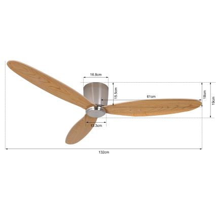 Lucci air 210519 - Stropní ventilátor AIRFUSION RADAR lesklý chrom/dřevo + dálkové ovládání
