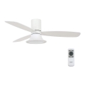 Lucci Air 210661 - LED Stmívatelný stropní ventilátor FLUSSO 1xGX53/18W/230V dřevo/bílá pr. 132 cm + dálkové ovládání