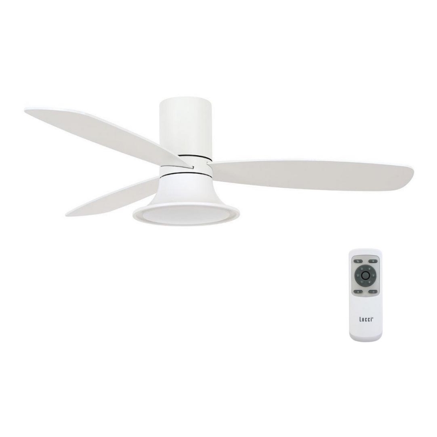 Lucci Air 210661 - LED Stmívatelný stropní ventilátor FLUSSO 1xGX53/18W/230V dřevo/bílá pr. 132 cm + dálkové ovládání