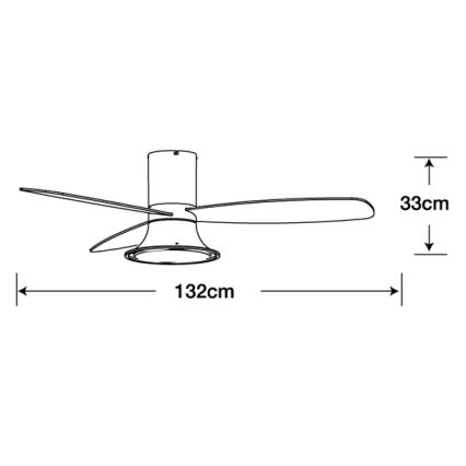 Lucci Air 210662 - LED Stmívatelný stropní ventilátor FLUSSO 1xGX53/18W/230V dřevo/černá pr. 132 cm + dálkové ovládání