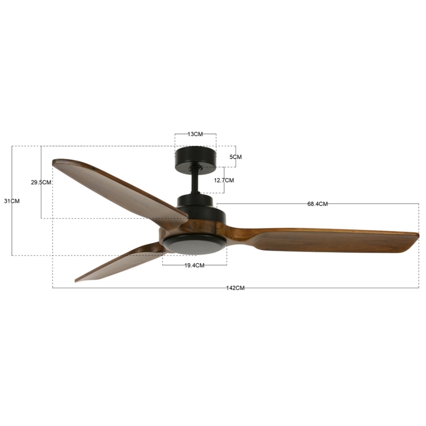 Lucci air 213051 - Stropní ventilátor SHOALHAVEN černá/hnědá