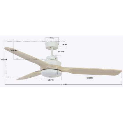 Lucci air 213055 - LED Stropní ventilátor SHOALHAVEN GX53/17W/230V pavlovnie/bílá + dálkové ovládání